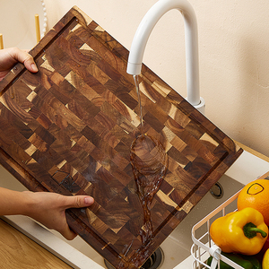 Nhà Tự Nhiên Lớn Keo Gỗ End Hạt Cắt Board Butcher Khối Cho Nhà Bếp Với Nước Trái Cây Rãnh - Product Image 4