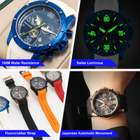 Jam Tangan Pria Chronograph Tahan Air 100m Logo Kustom, Mesin Quartz, Baja Anti Karat, Tali Karet FKM