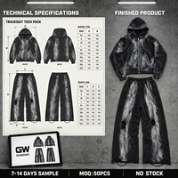 Ensemble sweat à capuche zippé et pantalon de survêtement noir délavé personnalisé pour homme, style streetwear, fournisseur de vêtements en gros OEM ODM avec logo et marque privée