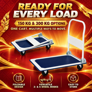 Foldable Four-<b>Wheel</b> Plastic Platform Hand Cart Utility <b>Trolley</b> <b>for</b> 150-300Kg OEM Industrial Warehouse Delivery Use - Product Image 1