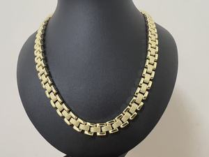Collier personnalisé en acier inoxydable plaqué or, design classique, avec pendentif Nugget Rollie, pour femmes et hommes, chaîne cubaine - Product Image 3