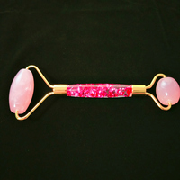 Rouleau de massage facial en quartz rose naturel, fabrication artisanale, vente directe d'usine, rouleau de massage facial en jade, rouleau facial