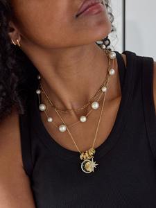 Perhiasan kustom liontin jimat Fashion perhiasan bintang bulan Enamel bintang heksagonal liontin zirkon kalung hadiah wanita - Product Image 3