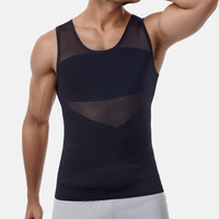Vêtement de compression pour homme, taille plus, body shaper, vêtement moulant, contrôle du ventre, bande de compression pectorale, modèle de sport et de fitness 5cy102