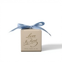 Boîte à dragées de mariage bleue, style frais, rouge bordeaux, petite boîte carrée rigide en carton, avec poignée, pour bougies ou cadeaux