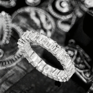 Promesa perfecta 0.15ct-1ct Esmeralda Diamante Eternity Ring 9K-18K Oro sólido Nupcial Compromiso Anillos de boda - Product Image 3