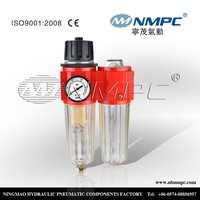 Unidad Triple de Fuente de Aire 394-10, Separador de Aceite y Agua 396-15, Separación de Aceite y Gas 395-8, Regulador de Filtro de Aire Neumático 396