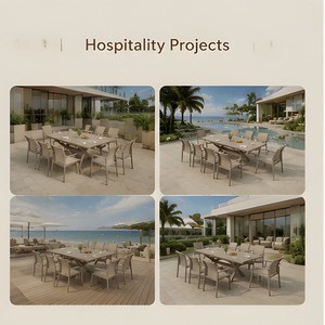 Ensemble de tables et de chaises de salle à manger en <span class=keywords><strong>aluminium</strong></span> imperméable pour restaurant extérieur moderne, pour <span class=keywords><strong>10</strong></span> <span class=keywords><strong>personnes</strong></span> - Product Image 2