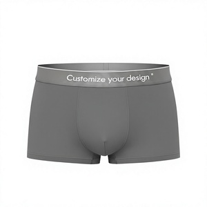 Men's Cotton Knitted <b>Boxer</b> Briefs Mid-Rise Breathable Anti-Bacterial Underwear Elastic Waistband <b>Custom</b> Logo Waist XL Daily Wear - Product Image 1