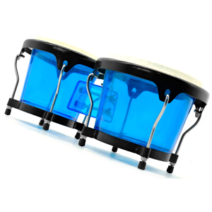 Sonido Brillante y Imágenes Visuales de Escenario. Bongos Acrílicos Transparentes Azules, Profesionales y Duraderos - Product Image 4