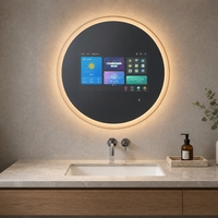 Miroir intelligent à écran tactile LED de 21,5 pouces avec design rabattable en verre, système Android, résistant à l'eau, pour salle de bain