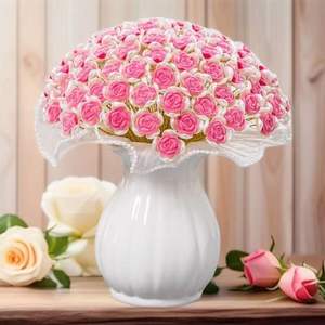 Bouquet tissé à la main de 99 roses floquées, kit de matériel DIY, roses en fil perlé tissé à la main - Product Image 4