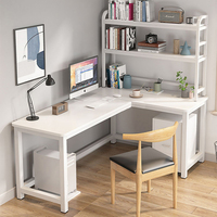 Bureau d'ordinateur en bois en forme de L extensible sur mesure avec étagère, table d'étude simple et moderne pour la vente en gros