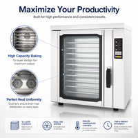 Four rotatif automatique à 10 plateaux en acier inoxydable pour restaurants et hôtels, machine à pâtisserie pour gâteaux de lune, contrôle tactile, air chaud et vapeur
