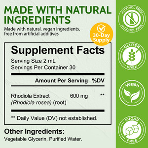 Private Label OEM <strong>Rhodiola</strong> <strong>Rosea</strong> <strong>Extract</strong> Drops Alcohol Sugar Free Calmness Support Tincture 600mg <strong>Rhodiola</strong> <strong>Rosea</strong> Supplements - Product Image 2