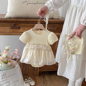 Ins vestiti per bambini estate <span class=keywords><strong>Baby</strong></span> Fanny tailleur bambina tutina gonna principessa luna piena cento giorni pagliaccetto sottile - Product Image 4