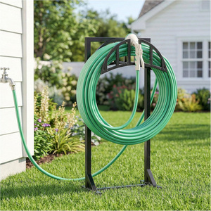 Soporte para manguera de jardín, soporte metálico para almacenamiento de manguera, con capacidad para 150 pies de manguera, soporte independiente para colgar mangueras. - Product Image 1