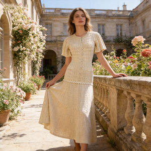 <span class=keywords><strong>Vestidos</strong></span> Casuales de Cuello Redondo con Mangas Abullonadas y Pedrería, Estilo Francés, Colección Ramadán 2026, Siete Colores - Product Image 3