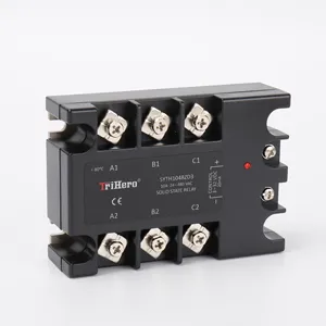 SSR kontrol DC AC 10A 25A 40A 50A 60A 80A 100A 120A 24V nol silang tiga fase Relay keadaan padat