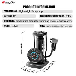 <span class=keywords><strong>Pompe</strong></span> à <span class=keywords><strong>pied</strong></span> EasyDo pour vélo avec manomètre, gonfleur portable, <span class=keywords><strong>pompe</strong></span> à <span class=keywords><strong>pied</strong></span> pour pneus de <span class=keywords><strong>voiture</strong></span>, moto, ballon - Product Image 4