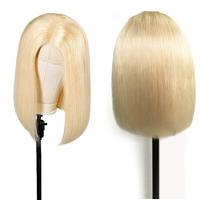 Perruques Courtes Bob Transparentes en Dentelle Frontale pour Femmes Noires, Perruque HD en Dentelle Suisse, Cheveux Humains Bruts Couleur 613, Vente en Gros