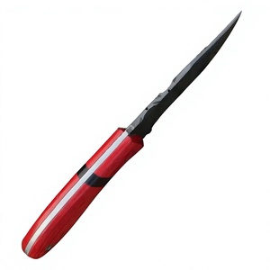 Cuchillo de caza de acero de Damasco con hoja fija de punta caída y mango rojo, para supervivencia al aire libre, a la venta a un precio asequible. - Product Image 4