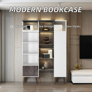 Estanterías de madera blanca de diseño moderno, suministro de fábrica, muebles de oficina para el hogar, estanterías extensibles, Hierro de acero MDF de roble Industrial - Product Image 3