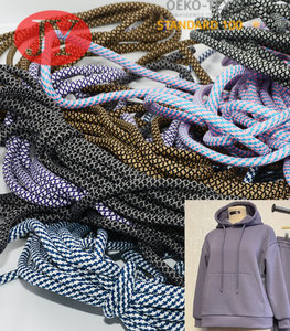 Cordón redondo con textura personalizada de 5 mm, color morado, cordón decorativo para sudaderas, cordón para chaquetas con puntas metálicas - Product Image 1