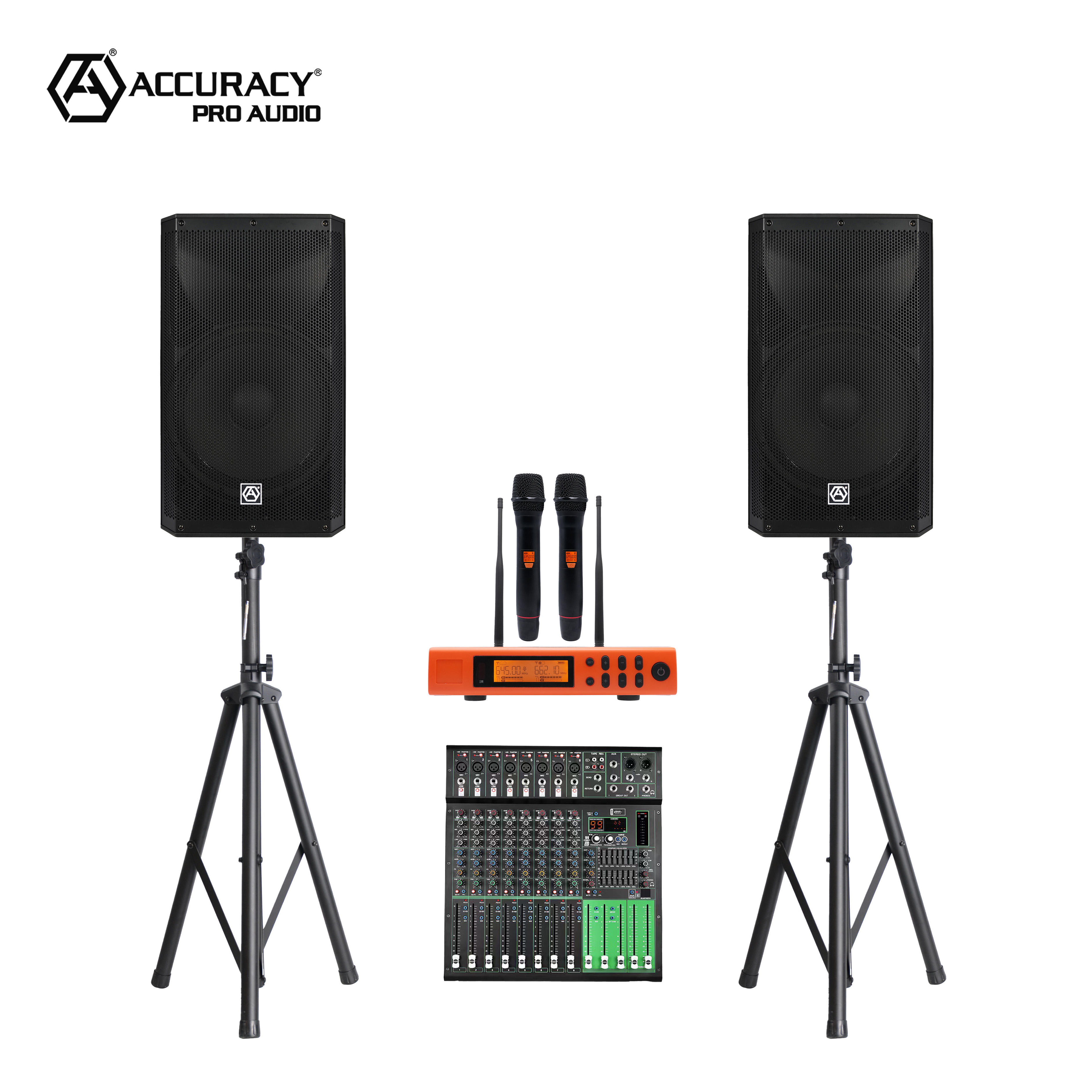 Accuracy Pro Audio CBN15TD3-COMBO PA System Outdoor Professional DJ Set  Speakers Audio Mixer Sound System for Events 50 People