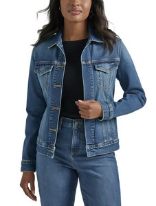 Veste en jean pour femme, nouveau style, respirante, durable, imperméable, effet vieilli, broderie boutonnée, séchage rapide, service ODM, collection printemps - Product Image 1