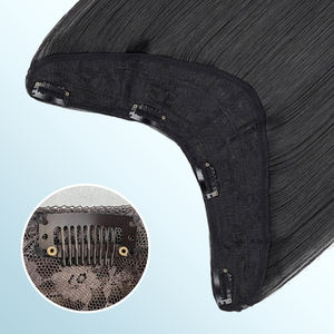 V-şekilli klip-in saç ekleme kadınlar için uzun düz sentetik saç parçası doğal görünümlü postiş 4 klipler - Product Image 3