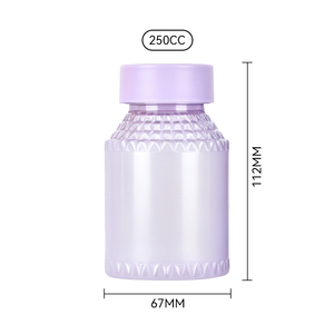 Bouteille en plastique PET de qualité alimentaire de 250 ml avec motif diamant pour capsules de suppléments vitaminiques, gommes, pilules, personnalisation possible - Product Image 5