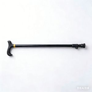 Bastón ajustable de aleación de aluminio con punta de goma para senderismo al aire libre y uso por personas mayores, diseño telescópico de 2 secciones, color negro - Product Image 2