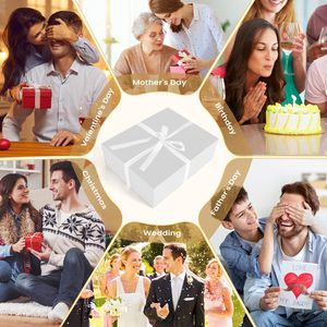 Boîtes cadeaux blanches de grande taille de haute qualité avec couvercles, contenant un ruban, des cartes et du <span class=keywords><strong>papier</strong></span> déchiqueté, boîtes d'emballage <span class=keywords><strong>cadeau</strong></span> pour anniversaire et festival - Product Image 6