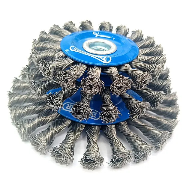 S SATC Durable Stainless Steel Blue Cup Brush Crimped Wire Wheel Brush For Polishing and Cleaning