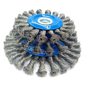 S SATC spazzola a tazza blu durevole in acciaio inossidabile spazzola a ruota in filo ondulato per lucidatura e pulizia