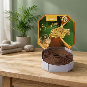Tulasi Swarna Incense Coils Indian Scented Religious Use Gold Design Room Fragrance - Product Image 3