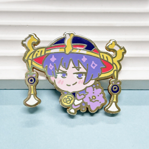 เข็มกลัดเคลือบทองแบบแข็งลายการ์ตูนสาวน้อยผมสีฟ้าอ่อนน่ารัก สไตล์ชิบิ พร้อมแว่นตาและลายดอกไม้ - Product Image 4