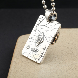 BOCAI <span class=keywords><strong>para</strong></span> Original Retro tailandés Hip Hop Punk colgante <span class=keywords><strong>de</strong></span> moda S925 plata Poker King payaso <span class=keywords><strong>para</strong></span> <span class=keywords><strong>hombres</strong></span> aleación chapada en oro <span class=keywords><strong>regalos</strong></span> elegantes - Product Image 2