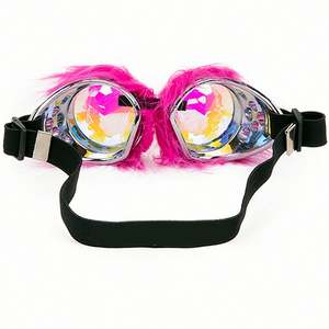 Lunettes de soleil kaléidoscopiques personnalisées avec logo, pour cosplay, festivals, raves, avec décorations roses et poils, pour femmes - Product Image 4
