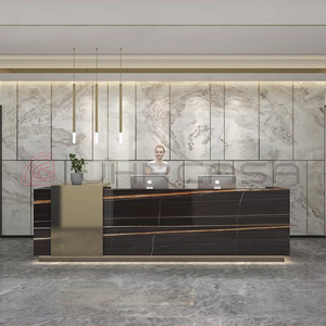 Table de réception de secrétaire à finition brillante, spécifications, bureau de réception de haute qualité, <span class=keywords><strong>comptoir</strong></span> <span class=keywords><strong>avant</strong></span> avec éclairage LED - Product Image 4