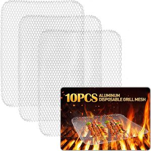 Disposable <b>Grill</b> Topper 16x12 Inch <b>Grill</b> <b>Mesh</b> Mat Disposable Pans Non-Stick BBQ Aluminum Mats <b>for</b> Outdoor <b>Grills</b> - Product Image 1