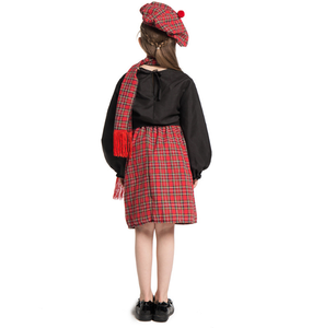 Ecowalson Filles Style Ethnique Rouge Treillis Ecosse Fête Fantaisie Robe Nationale Halloween Cosplay Carnaval Costume - Product Image 3