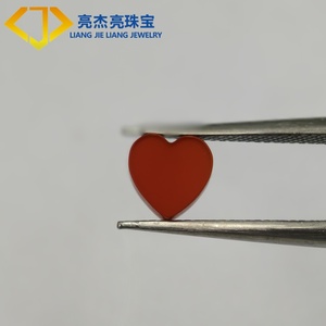 Piedra de Ágata Roja Lisa Personalizada al por Mayor, Ónix Rojo con Base Plana, Piedra en Forma de Corazón para la Fabricación de Joyas - Product Image 3