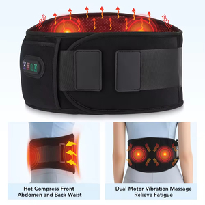 Smart Timing Lumbar Brace Massager Hot Compress <b>Vibration</b> Waist Support Abdominal Back Pain Relief Massage Belt Heat Feature - Product Image 2