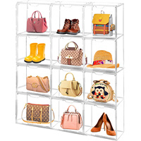 Porte magnétique anti-poussière Boîte de rangement transparente pour chaussures Acrylique Figurines Pop à collectionner Jouets Hobby Vitrines avec étagère amovible