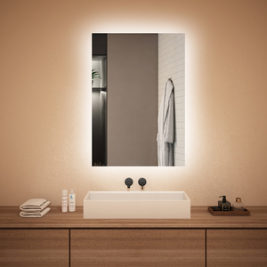 Espejo de tocador LED iluminado con rectángulo moderno multifuncional con opciones de temperatura de tres colores para uso en baño y salón - Product Image 2
