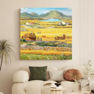 Pintura al Óleo Pintada a Mano, Campo de Trigo en Otoño, Arte de Paisaje Impresionista, Estilo Impresionista, Efecto Visual 3D, Decoración de Pared para Sala de Estar - Product Image 2