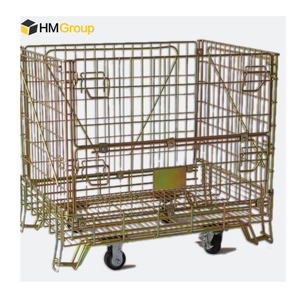 Penjualan langsung dari pabrik tumpuk gudang daya tahan lapis seng metalik jaring kawat sampanye wadah untuk penyimpanan dengan Kastor - Product Image 1