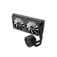 Refroidisseur de processeur AIO 240 mm avec refroidissement par eau, tête rotative ARGB Infinity Mirror, 280 W TDP, ventilateur PWM noir pour boîtier d'ordinateur